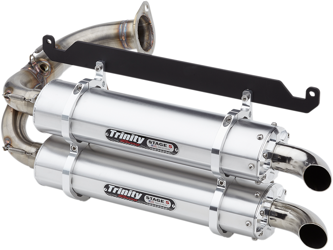 TRINITY RACING Stage 5 Slip-On Dual Muffler - Brushed Aluminum Talon 1000 2019-2024 TR-4169S