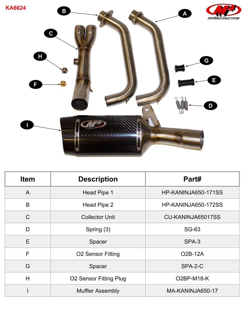 M4 Exhaust stainless steel full system with carbon fiber canister Ninja 650/Z650 2021-2024 KA6624