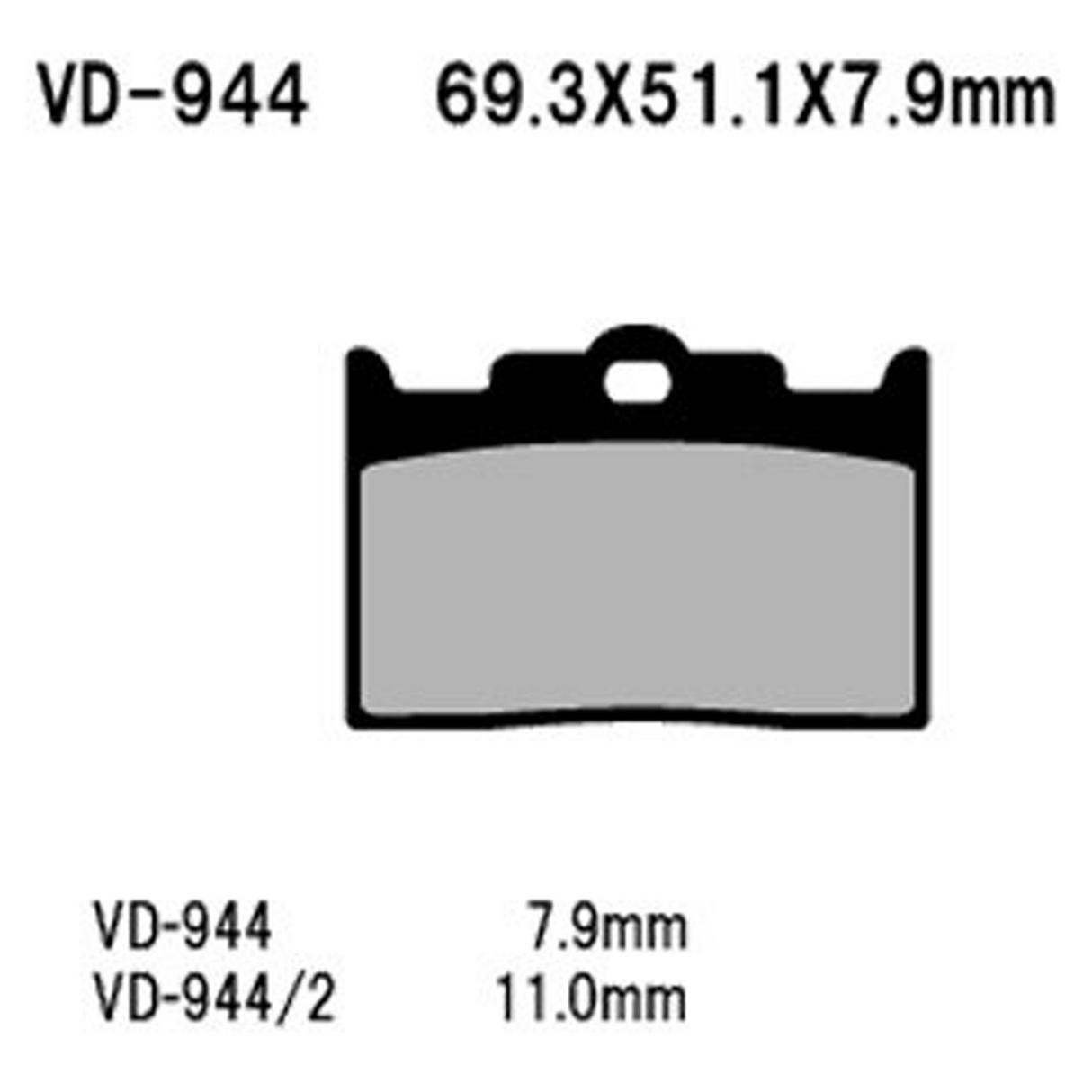 Vesrah Semi-Metallic Brake Pads, Vd-944/2 970293