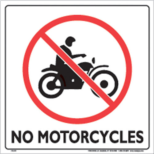 Voss Signs White Plastic Sign 12 - No Motorcycles V121321