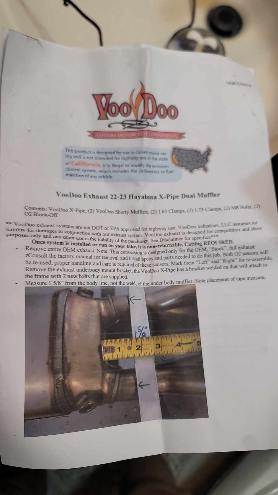 Voodoo Shorty Auspuff, schwarzer Auspuff, Doppel-Slip-On, Hayabusa 22-24 G3, VEBUSAM2CDB