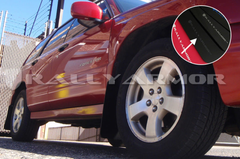 Rally Armor 1998-2002 Subaru Forester UR Black Mud Flap w/ Grey Logo MF13-UR-BLK/GRY