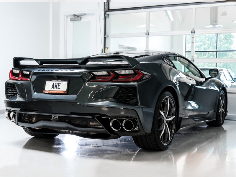 AWE Tuning 2020 Chevrolet Corvette (C8) Track Edition Exhaust - Quad Chrome Silver Tips 3020-42080