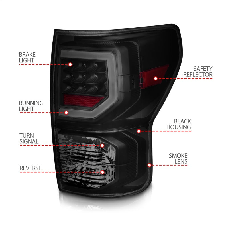 Anzo 07-11 Toyota Tundra Full LED Tailights Black Housing Smoke Lens G2 (w/C Light Bars) 311387