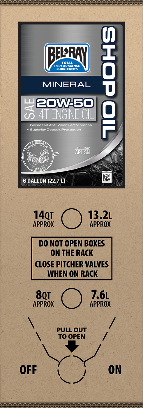 Aceite de taller BEL-RAY - 20W-50 - 6 gal EE.UU. - Bag-In-Box 301291150033