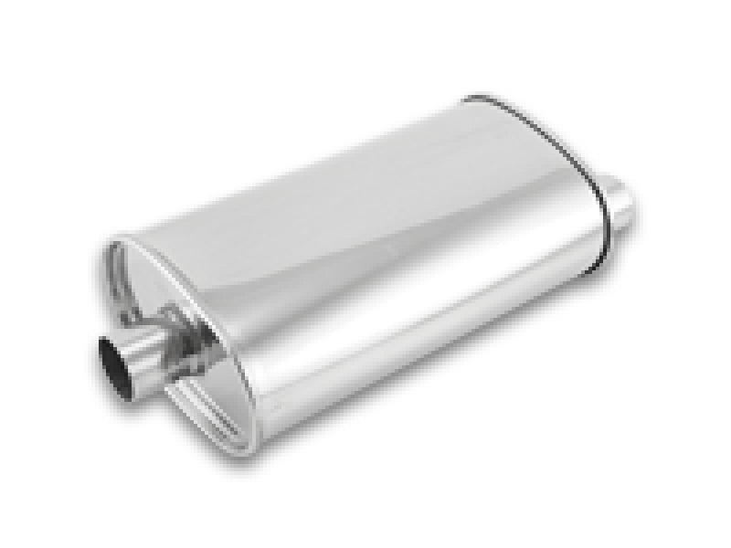 Vibrant StreetPower Oval Muffler - 2in Inlet/Dual Outlet (Center In - Offset Out) 1104