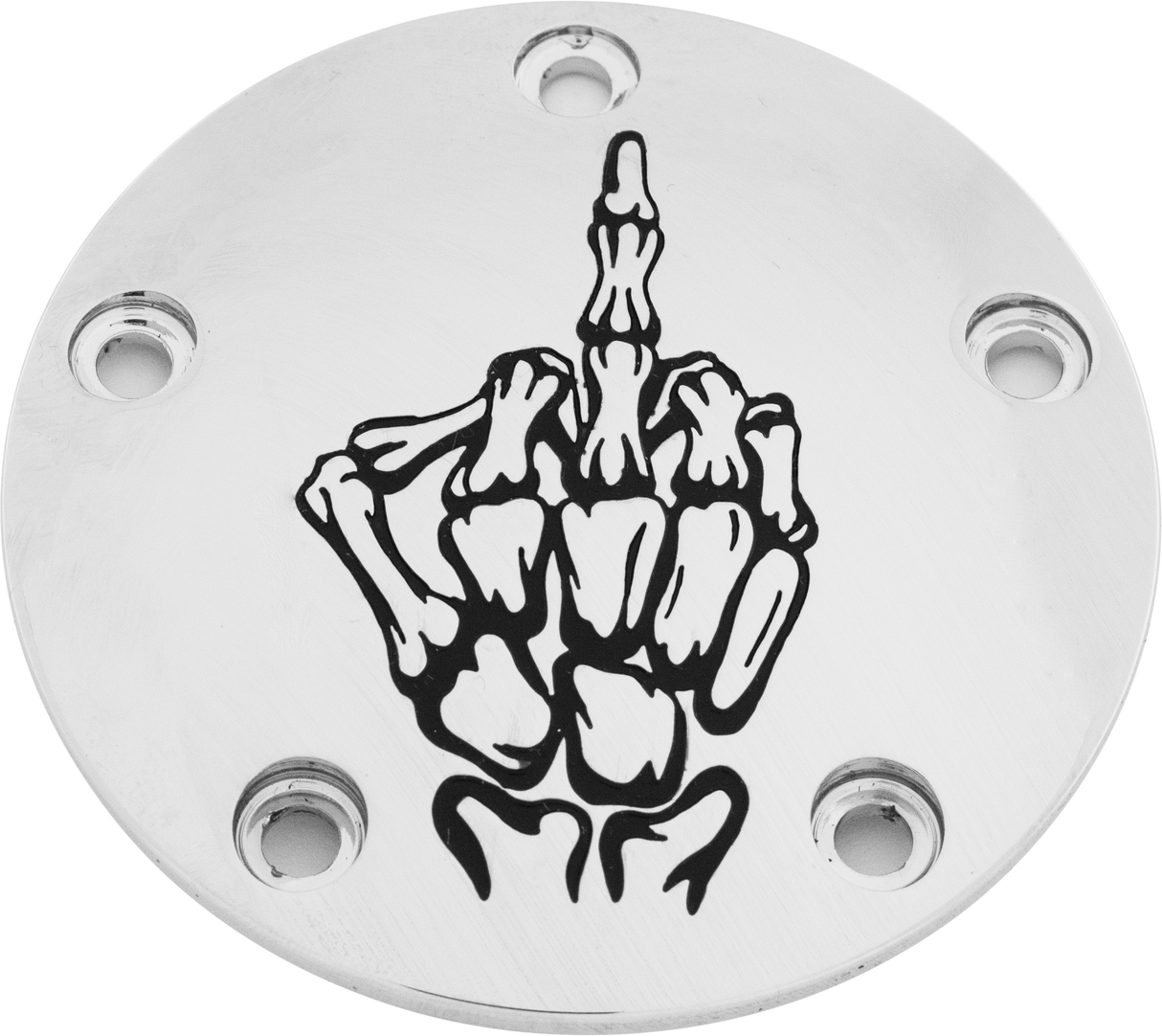 CUSTOM ENGRAVING Tc Timer Cover Bone Finger Chrome SKUL24-04