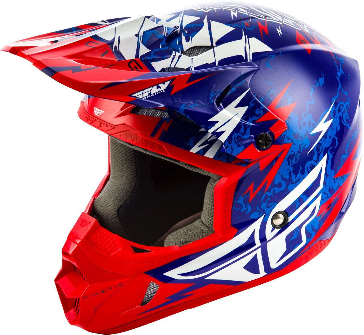 FLY RACING Kinetic Shocked Helmet Blue/Red Ys 73-3455-1