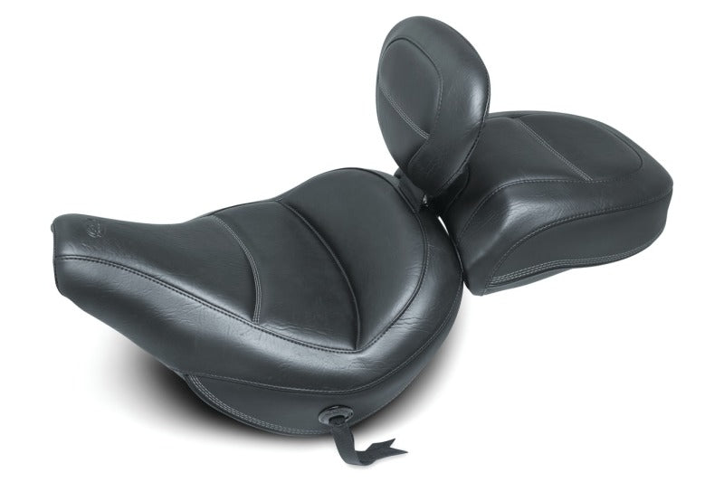 Mustang 18-21 Harley Heritage Classic Standard Deluxe Touring Solo Seat w/Driver Backrest - Black 79330