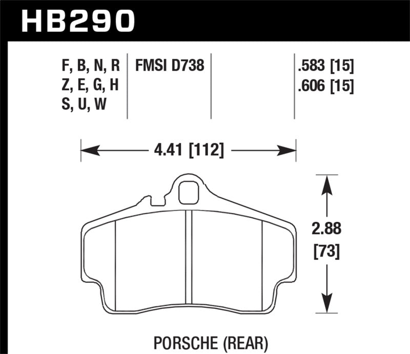 Hawk 98-10 Porsche 911 / 06-12 Porsche Cayman S Blue 9012 Race Rear Brake Pads KHB290E.583