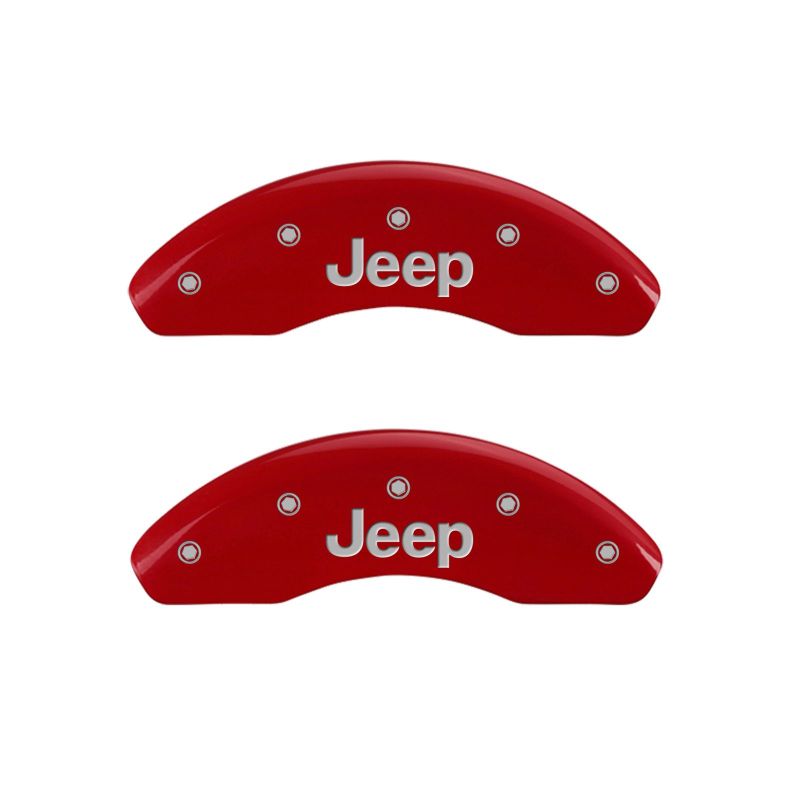 MGP 4 Caliper Covers Engraved Front & Rear JEEP Red finish silver ch 42013SJEPRD