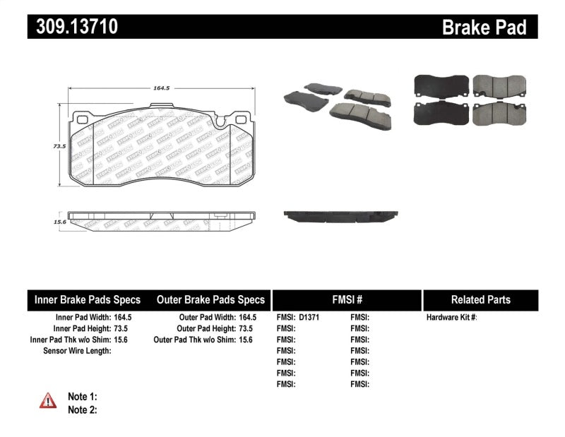 StopTech Performance 08-09 BMW 128i/135i Coupe Front Brake Pads 309.1371