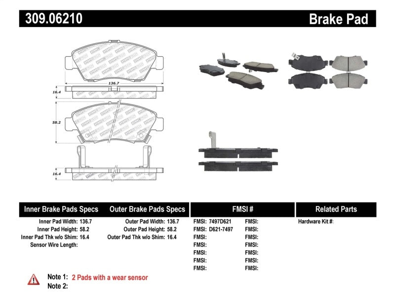 StopTech Performance 02-06 Acura RSX Type S / 93-95 Civic Coupe / 04-05 Civic Si / 93-97 Civic Del 309.0621