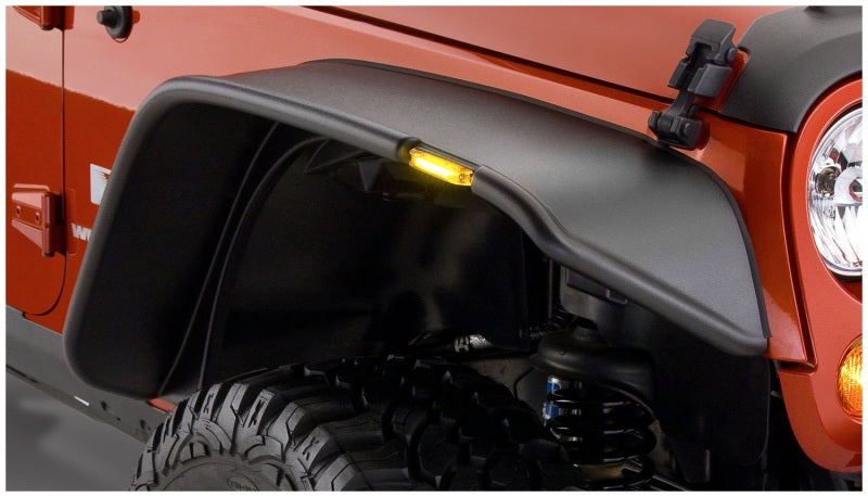 Bushwacker 07-18 Jeep Wrangler Unlimited Flat Style Flares 4pc 4-Door Sport Utility Only - Black 10918-07