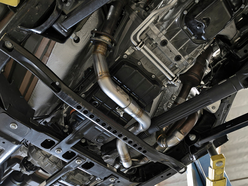 aFe POWER Tubo en Y de acero trenzado 2-1/4 pulgadas 409 SS Sistema de escape 2018 Jeep Wrangler (JL) V6-3.6L