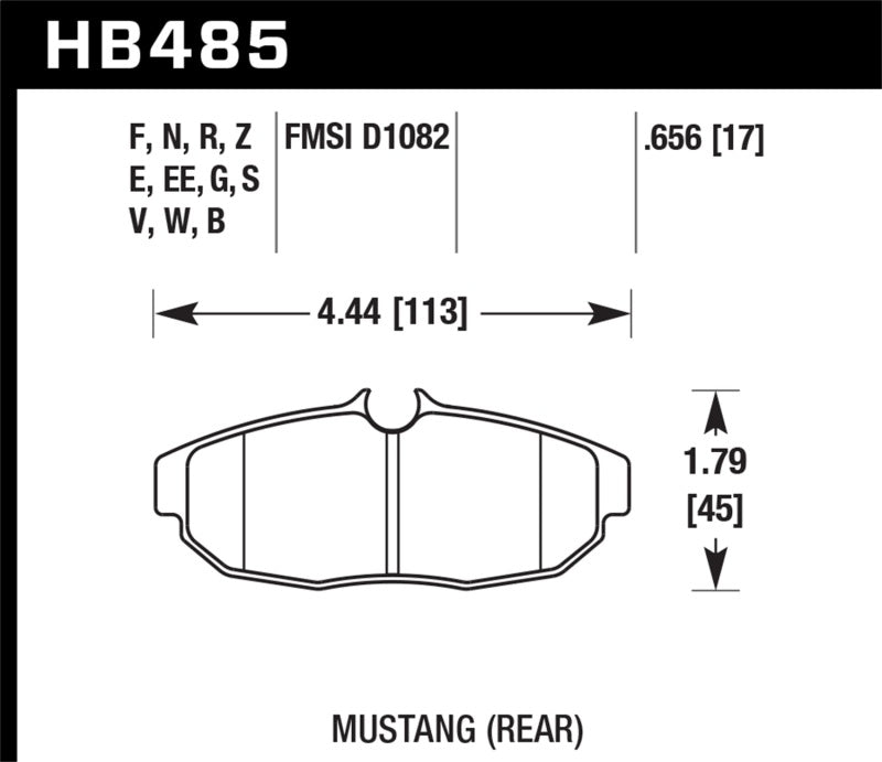 Hawk 2011-2012 Ford Mustang 5.0L Perf. 5.0 (w/Brembo Brakes) High Perf. Street 5.0 Rear Brake Pads KHB485B.656