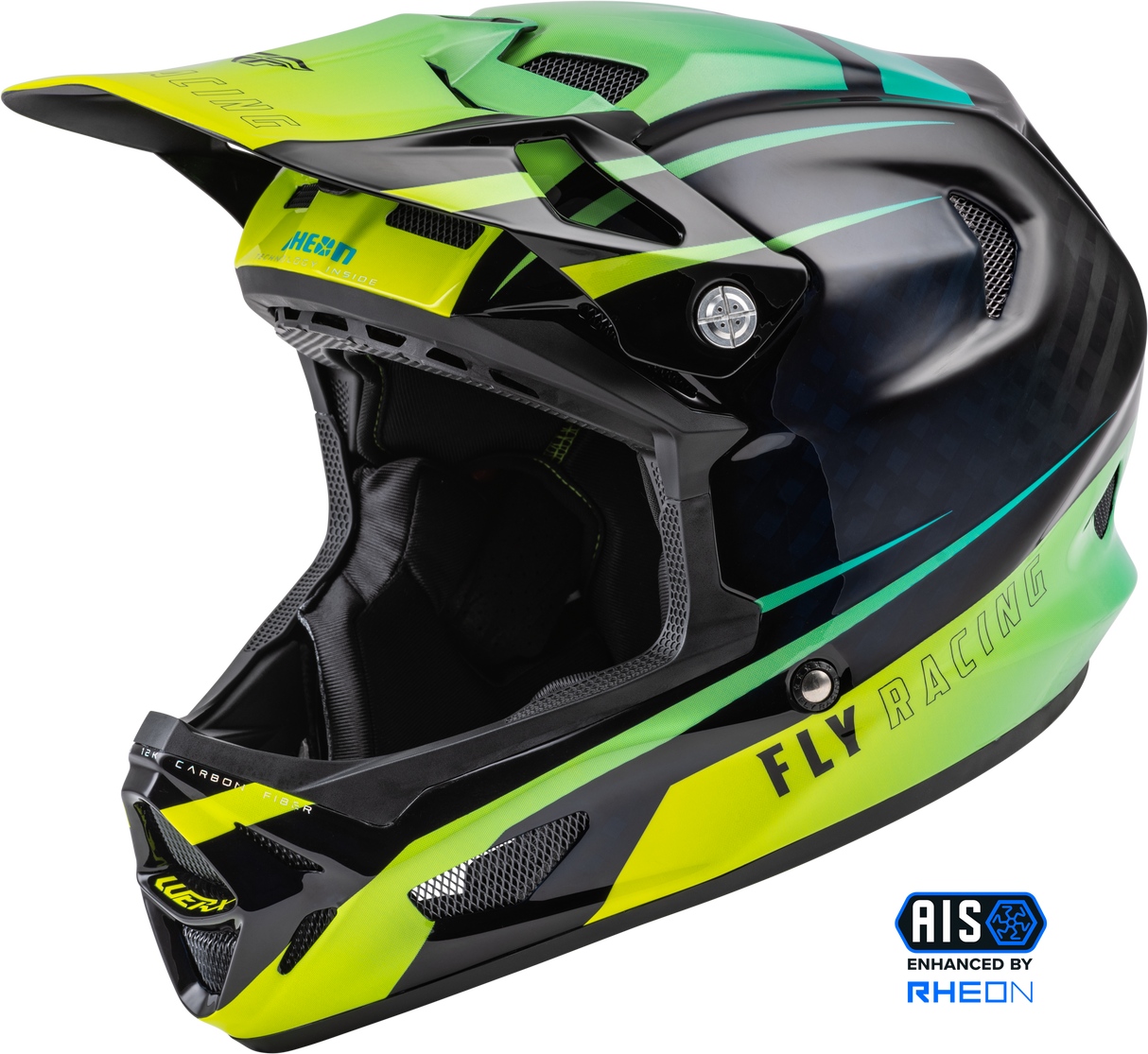 FLY RACING Youth Werx-R Carbon Helmet Hi-Vis/Teal Carbon Yl 73-9223YL