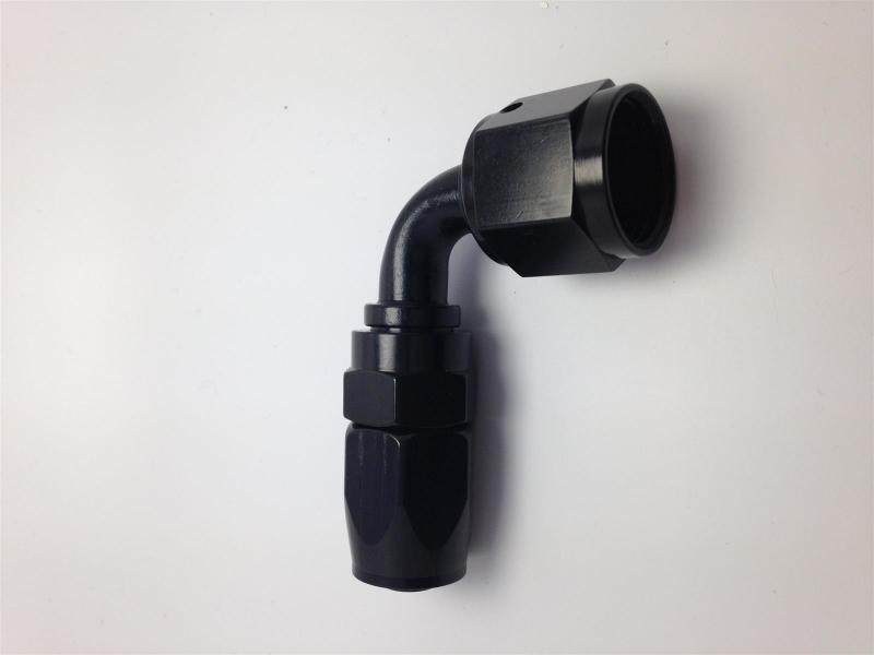 Fragola -10AN Male Rad. Fitting x 90 Degree Pro-Flow Hose End - Black 229010-BLRAD