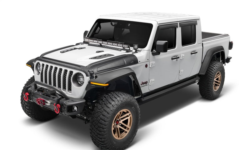 Bushwacker 18-22 Jeep Wrangler 2/4dr / 20-22 Jeep Gladiator Trail Armor Hood Armor (3pc) - Tex. Blk 14131