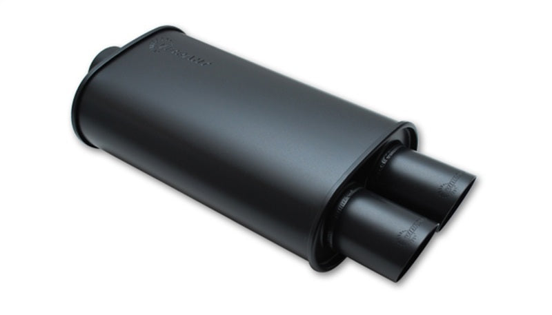 Vibrant StreetPower FLAT BLACK Oval Muffler with Dual 3in Outlet - 3in inlet I.D. 1149