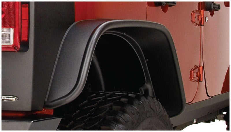 Bushwacker 07-18 Jeep Wrangler Unlimited Flat Style Flares 2pc 4-Door Sport Utility Only - Black 10050-07