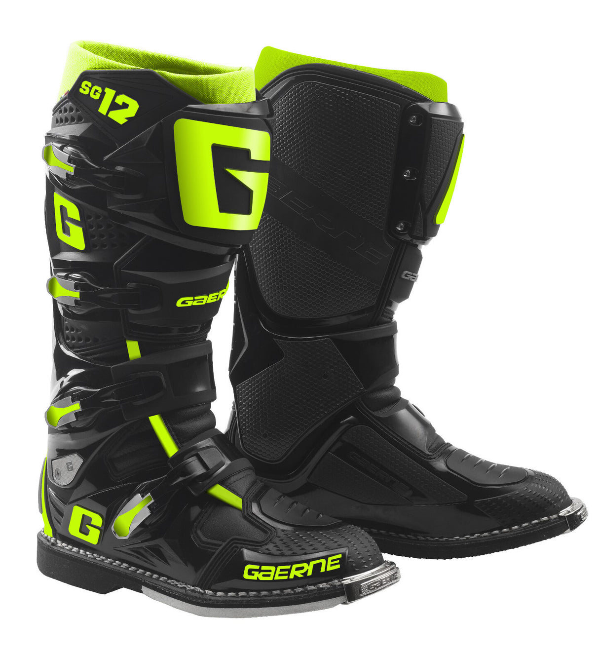 GAERNE Sg12 Boots Black/Yellow Fluo Sz 10 2174-089-10