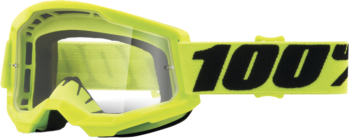 100% Strata 2 Goggle Fluo Yellow Clear Lens 50027-00003