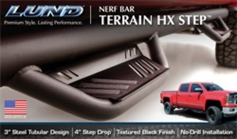 Lund 15-17 Chevy Colorado Crew Cab Terrain HX Step Nerf Bars - Black 34641225