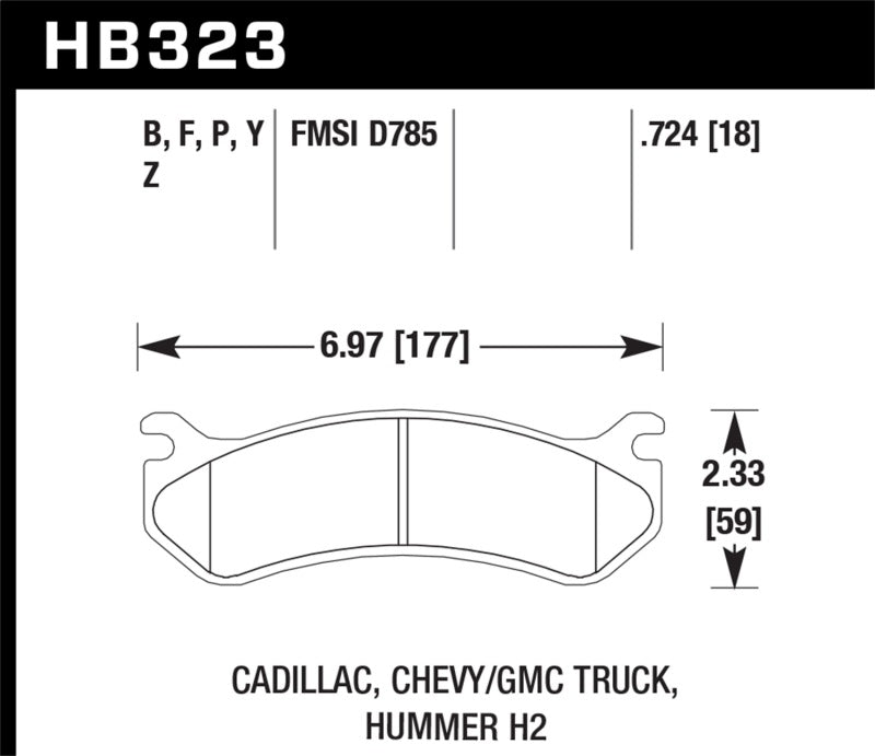 Hawk Chevy / GMC Truck / Hummer LTS Street Rear Brake Pads KHB323Y.724