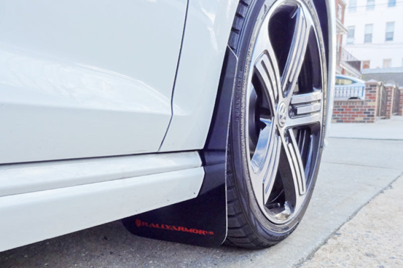 Rally Armor 2015-2016 VW Golf R UR Black Mud Flap w/ White Logo MF40-UR-BLK/WH