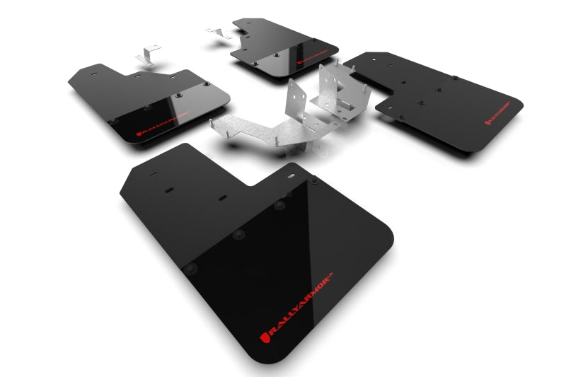 Rally Armor 21-22 Ford Bronco (Plstc Bmpr - NO Rptr/Sprt - NO RR/RB) Blk Mud Flap w/Red Logo MF85-NO-PL-RD