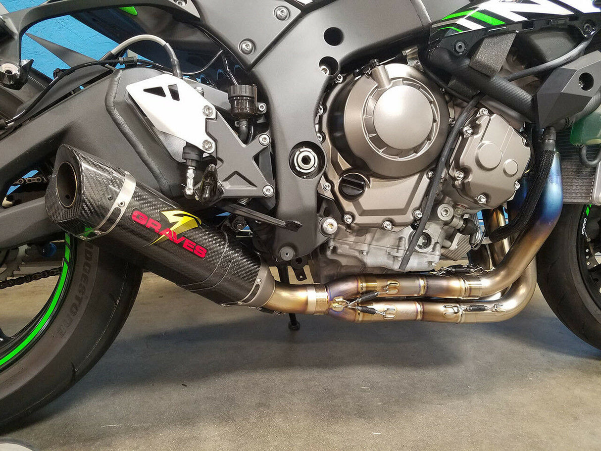 Graves motorsports works zx10r 16-21 link low mount full exhaust system exk-16zx1-ftcl