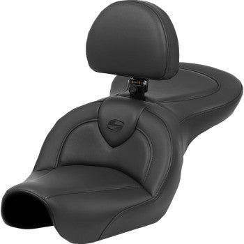 SADDLEMEN Roadsofa™ Seat - Black Stitch - with Backrest - FXD '04-'05 804-04-187BR