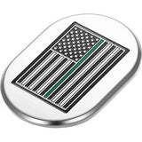 FIGURATI DESIGNS Antenna Cover - Left Rear Fender - Green Line American Flag - Chrome  FD72-AC-SS-LT