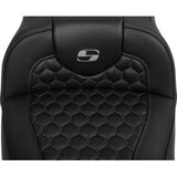 SADDLEMEN Roadsofa™ Extended Reach Seat - with Backrest - Honeycomb - Dark Gray Stitch - FLTR/FLHX '23-'24 823-07-190B2