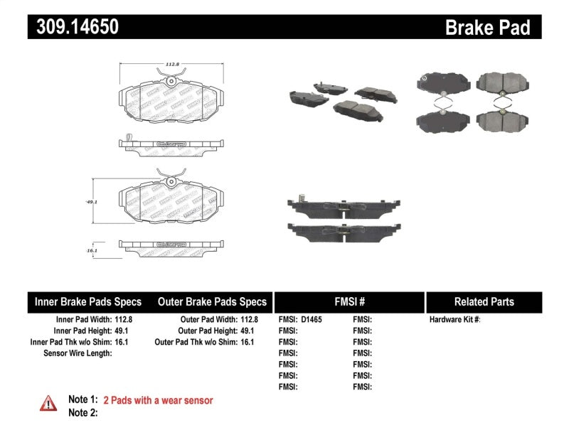 StopTech Performance Brake Pads 309.1465