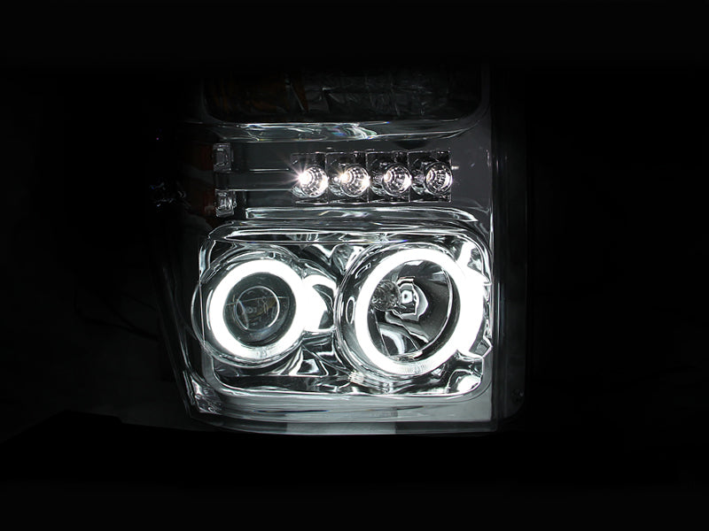 ANZO 2008-2010 Ford F-250 Projector Headlights w/ Halo Chrome (CCFL) 111167