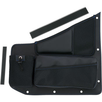 SHOW CHROME Kaliber Side Organizer - Driver and Passenger - Black w/ Blue Stitching H44-7BLU 3550-0420