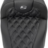 SADDLEMEN RoadSofa™ Seat - without Backrest - Carbon Fiber - Lattice Stitch - Gray Stitch - FLTR/FLHX '23-'24 823-07-20602