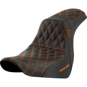 SADDLEMEN Pro Series SDC Performance Seat - without Backrest - Orange Stitch - FL/FX '18-'20  SC81829ORA