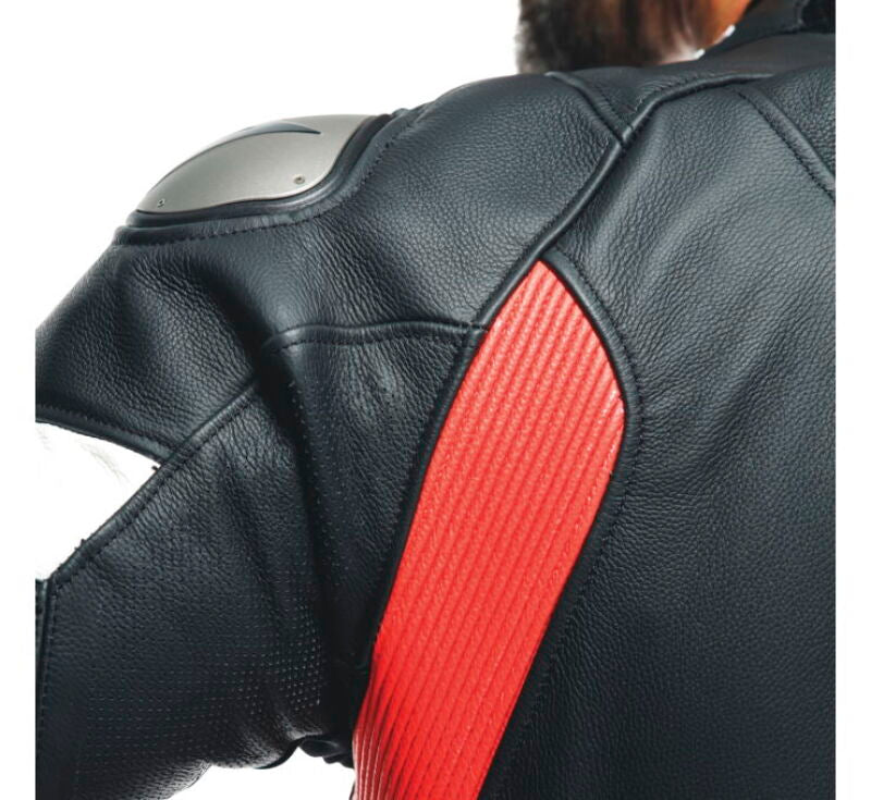 Dainese Tosa 1PC Leather Suit Perforated Black/Fluo-Red/White Size - 50 201513485-W12-50