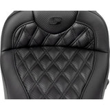 SADDLEMEN Roadsofa™ Seat - without Backrest - Lattice Stitch - Carbon Fiber - FL '08-'23 808-07CF-182HCT
