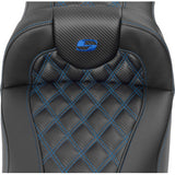SADDLEMEN Roadsofa™ Extended Reach Seat - without Backrest - Lattice Stitch - Blue Stitch - FLTR/FLHX '23-'24 823-07-20701