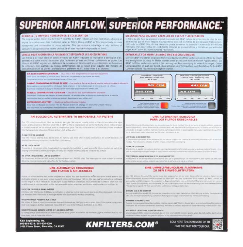 K&N Replacement Air Filter Round 9in OD 7-1/2in ID 5in H E-3650