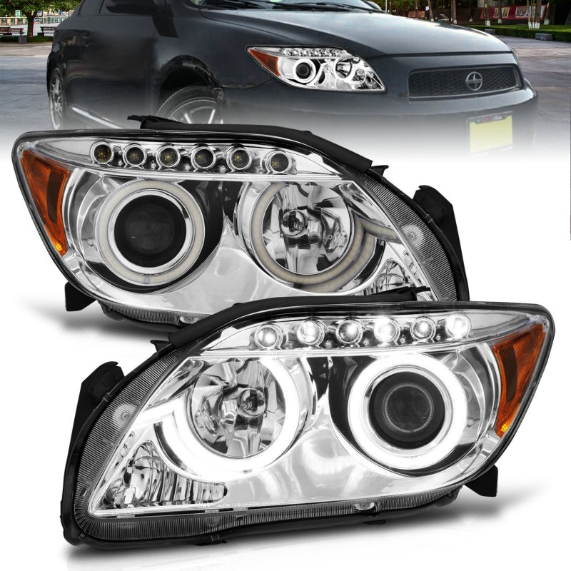 ANZO 2005-2010 Scion Tc Projector Headlights w/ Halo Chrome (CCFL) 121120
