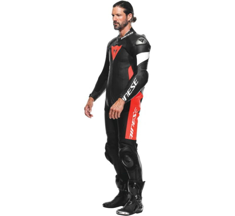 Dainese Tosa 1PC Leather Suit Perforated Black/Fluo-Red/White Size - 50 201513485-W12-50