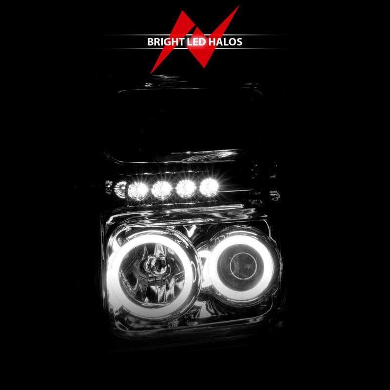 ANZO 2008-2010 Ford F-250 Projector Headlights w/ Halo Chrome (CCFL) 111167