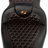 SADDLEMEN RoadSofa™ Seat - Honeycomb - Orange Stitch - without Backrest - FLH/FLT '08-'23 A808-07B-189ORA