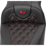 SADDLEMEN Roadsofa™ Extended Reach Seat - without Backrest - Lattice Stitch - Red Stitch - FLTR/FLHX '23-'24 823-07-20704
