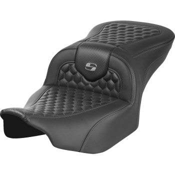 SADDLEMEN Roadsofa™ Seat - without Backrest - Honeycomb - Gray Stitch - FLTR/FLHX '23-'24 823-07-18902